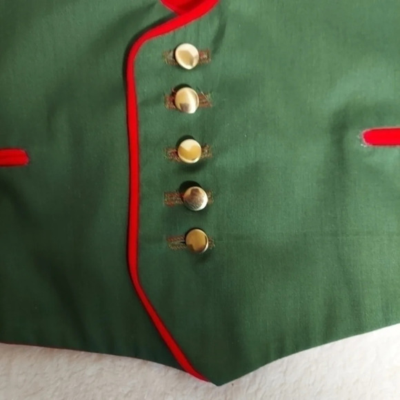 German Austrian Style Reversible Vest Green gold buttons / Red with white button - Picture 2 of 10